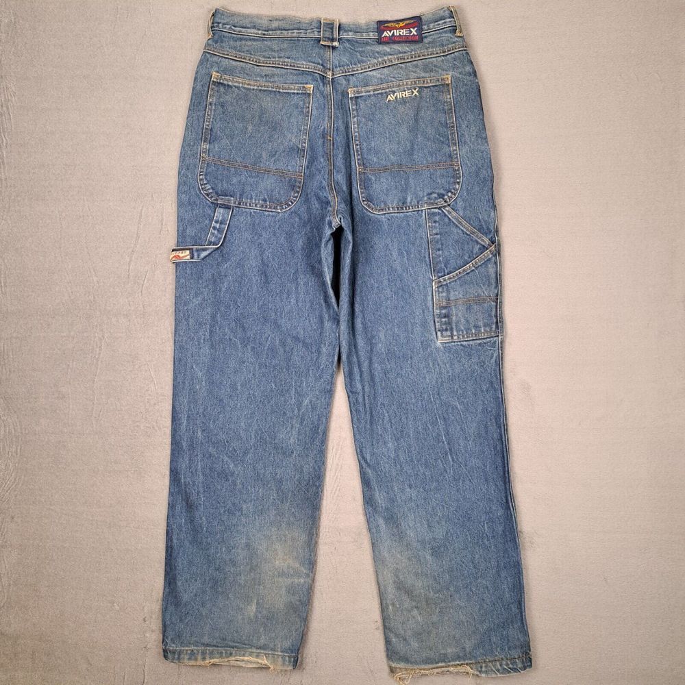VTG Avirex Varsity Carpenter Jeans Men's 34x32 Blue Y2K‎ Baggy Skater Wide Leg